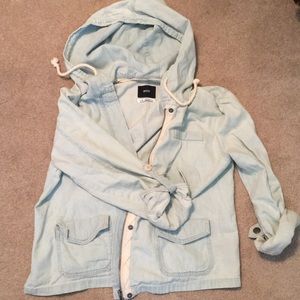 BDG light wash hooded denim jacket